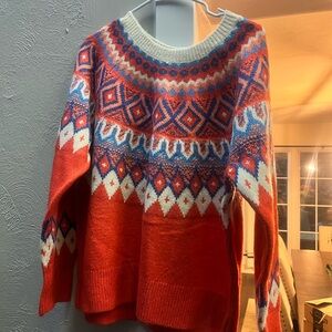 St. John's Bay Red and Blue Patterned Sweater